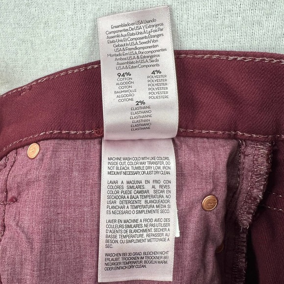 MOTHER Jeans Womens 32 Burgundy The Rascal Sliced Up Heel High Rise Slim NWOT - Picture 14 of 16